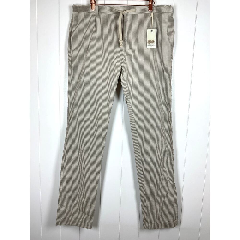 Hartford Men's Tanker Woven Tan/Taupe 100% Cotton Seersucker‎ Pants Size 52/XL